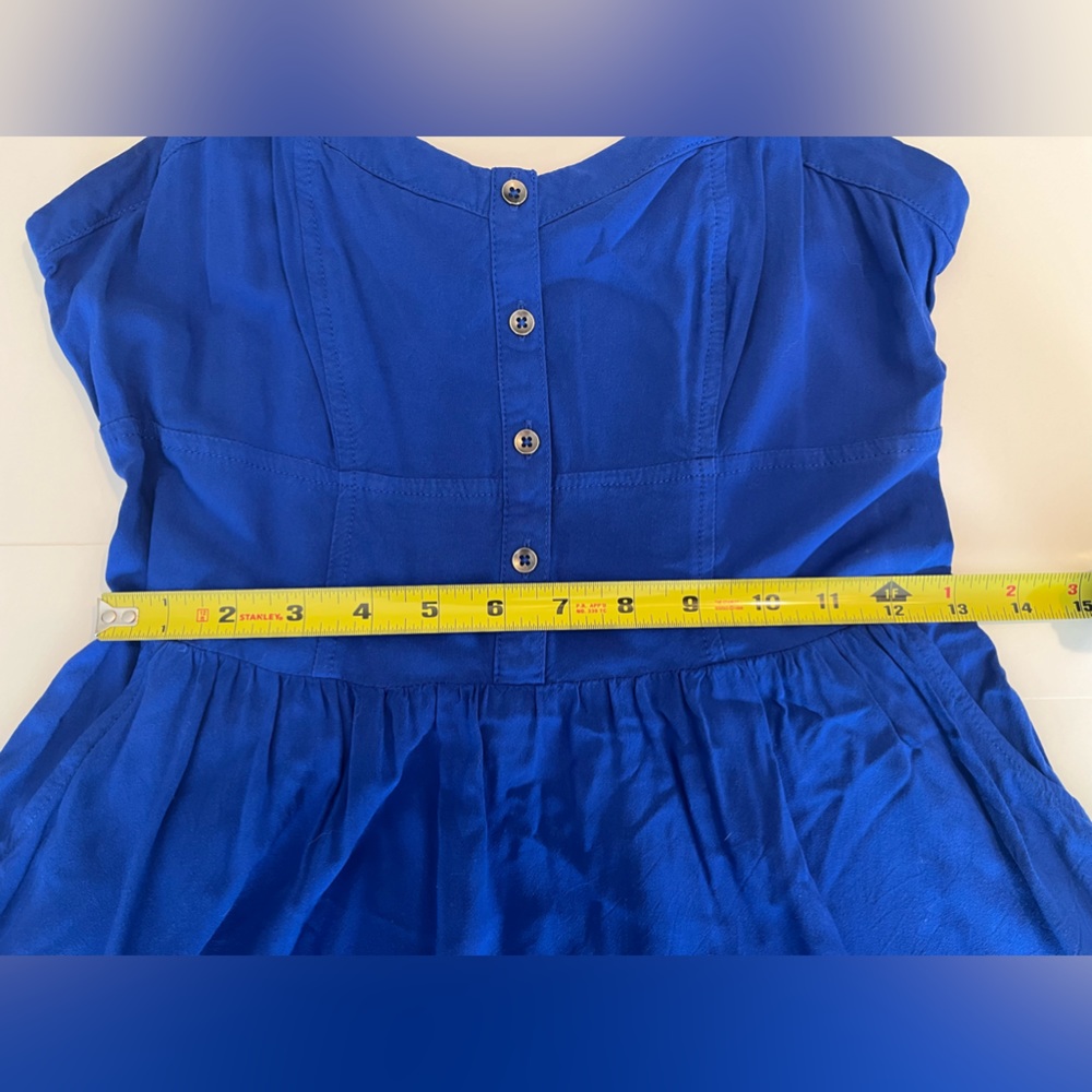 Express Strapped Button-up Mini Blue Dress w/ Pockets - Picture 6 of 7